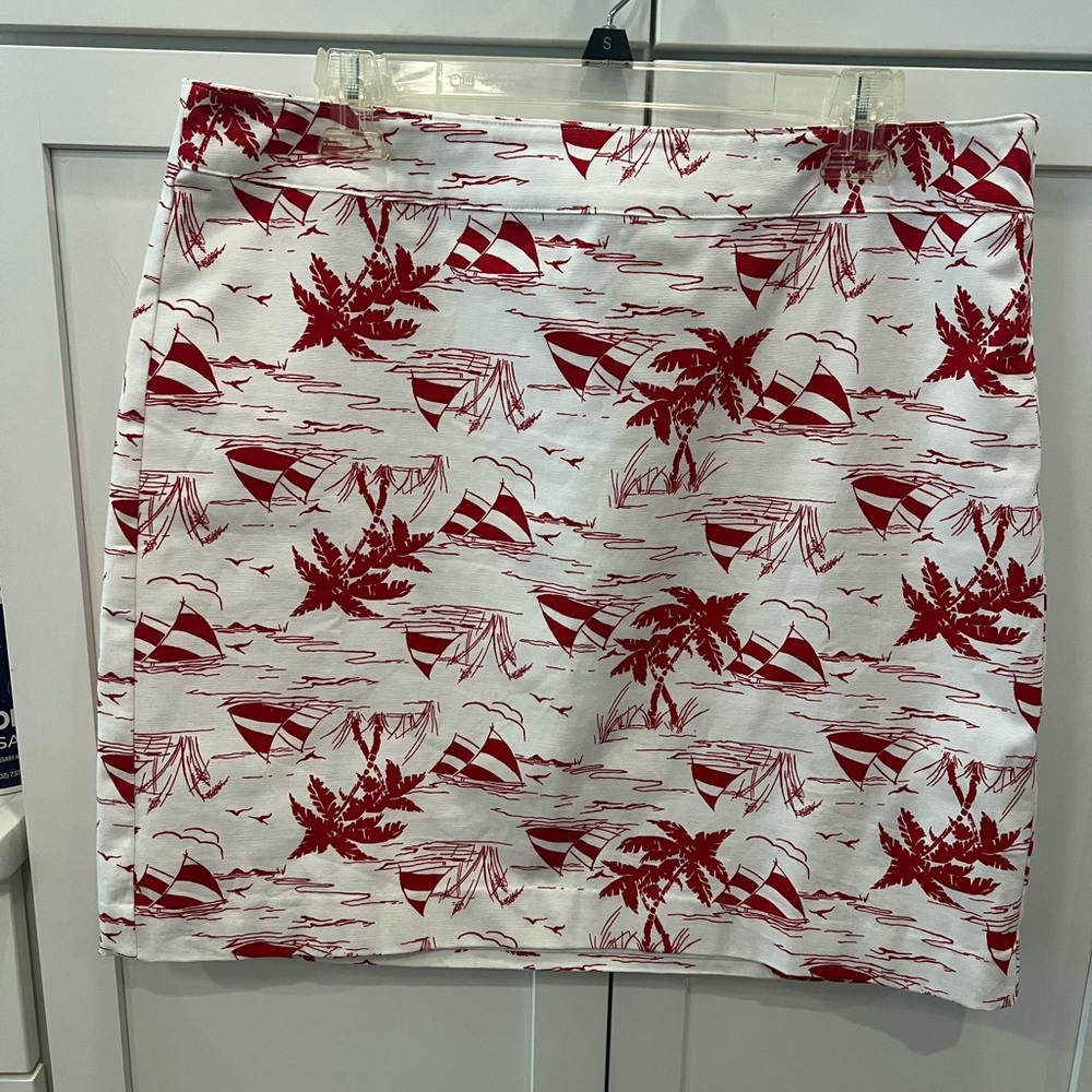 Talbots Red and White Patterned Women's Skirt